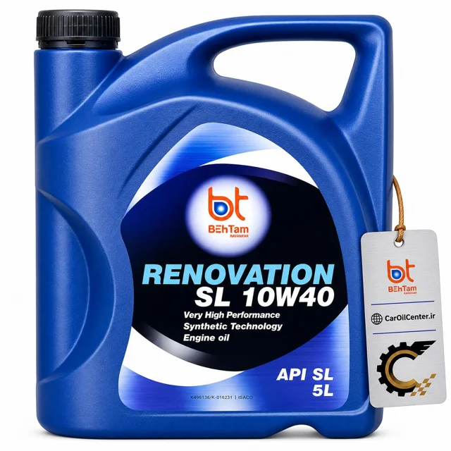 روغن موتور خودرو بنزینی بهتام روانکار مدل SL-10W40 Renovation حجم 5 لیتر